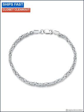 925 Sterling Silver Byzantine Chain Bracelet Unisex Italy Lobster Claw